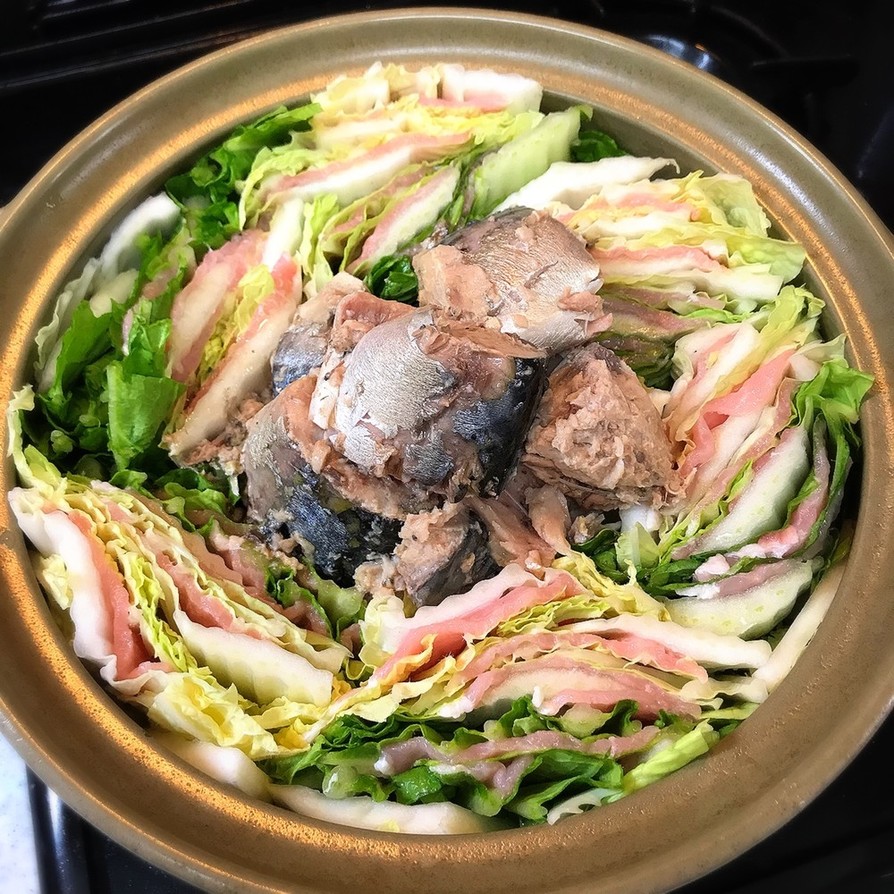 白菜 豚肉 鯖の水煮缶 ミルフィーユ鍋♡の画像