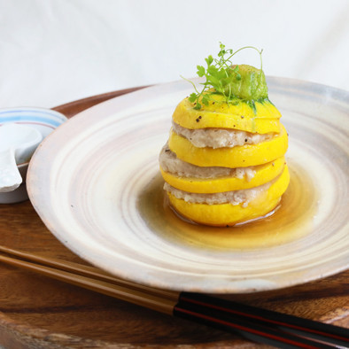 468食材■丸ズッキーニと鶏肉の中華蒸しの写真