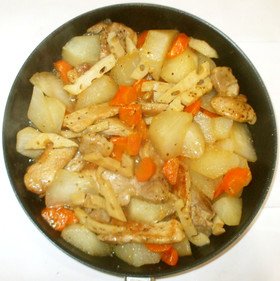 粒マスタード煮物♪簡単豚肉大根人参蓮根
