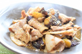 茄子と豚バラ肉のポン酢照り焼き!