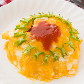 四角豆が手をつないでオムライス