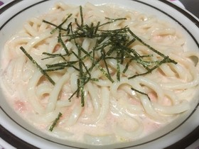 レンジで簡単辛子明太子クリームうどん