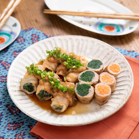 ほうれん草と人参の豚肉巻き☆玉ねぎソース