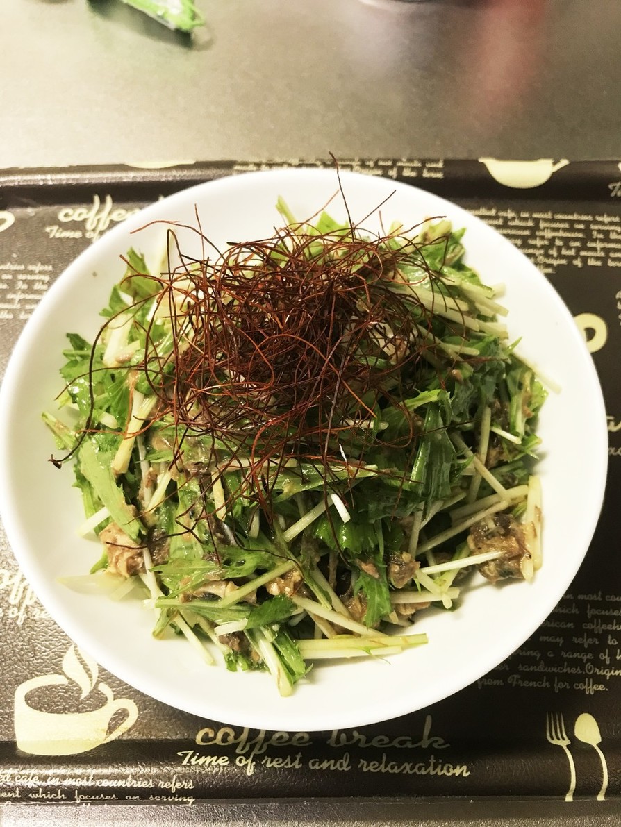 簡単！水菜とサバ缶の韓国風サラダの画像
