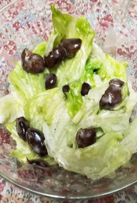 簡単　お豆とレタスのサラダ