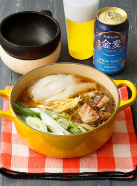 いわし缶と大根とねぎの簡単鍋