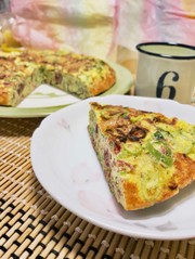 ネギとコンビーフのオムレツの写真