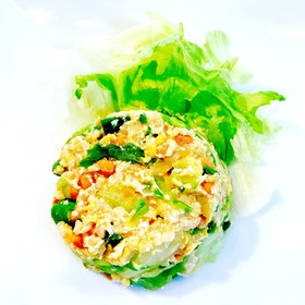 豆腐でかさ増し☆納豆レタス炒飯