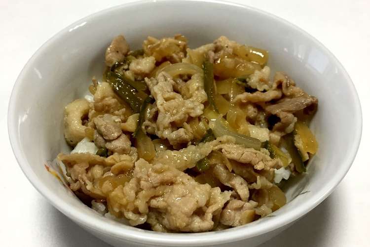 オニオンドレッシングで簡単豚バラ丼 レシピ 作り方 By しょこ クックパッド