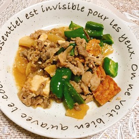 豚肉と厚揚げ大根ピーマンの胡麻味噌炒め☆