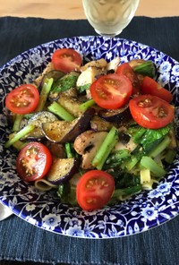 夏野菜と醤油のサッパリパスタ