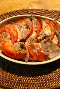 豚肉とトマトの重ね焼き