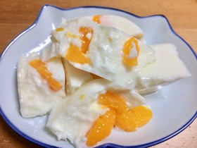 簡単!みかん入りヨーグルト牛乳寒天ゼリー