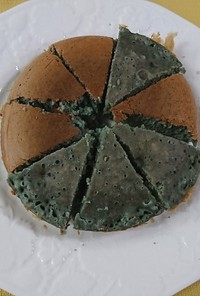 炊飯器で簡単！青緑の蒸しケーキ