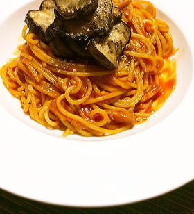 うまパスタ♪「茄子入りアラビアータ」