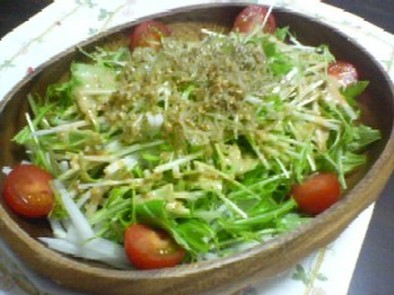 かりかりしらすと水菜のサラダの写真