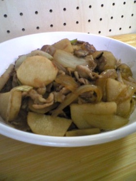 長いもと豚肉のニンニク醤油炒め♪