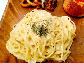 コーンスープの素で即席クリームパスタ