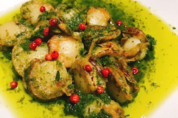 ボイル帆立のバジルソースソテー レシピ 作り方 By ラブリーミュウちゃん クックパッド