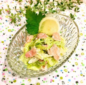 簡単♪温キャベツと生ハムのシーザーサラダ