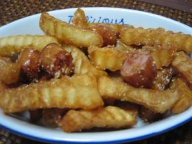 ポテトとウインナーのチーズからめ