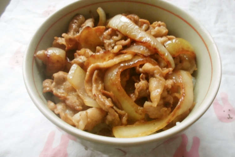 豚バラ 玉ねぎ炒めの焼肉丼 レシピ 作り方 By 花時計咲いた クックパッド