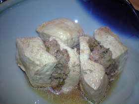 木綿豆腐のひき肉サンド煮