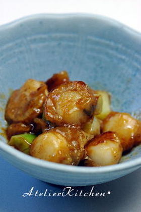ベビーホタテとネギのコチジャン焼き