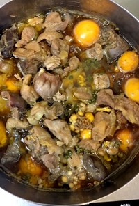 親鶏と肝(砂肝、レバー、玉ひも、心臓）煮