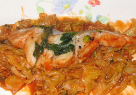 鱈とキャベツのトマト煮