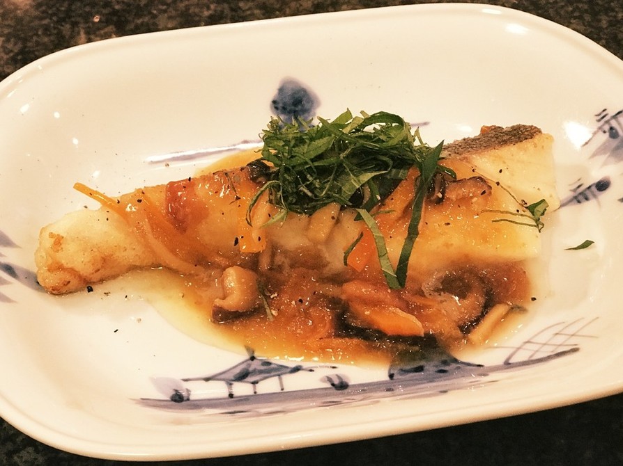 秋の味覚真鱈のムニエルポン酢和風ソースの画像
