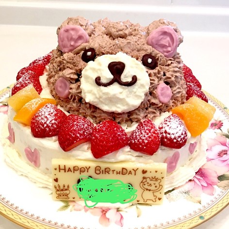 お誕生日☆くまさんonチーズケーキ