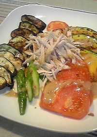 蒸し鶏☆焼き野菜サラダ