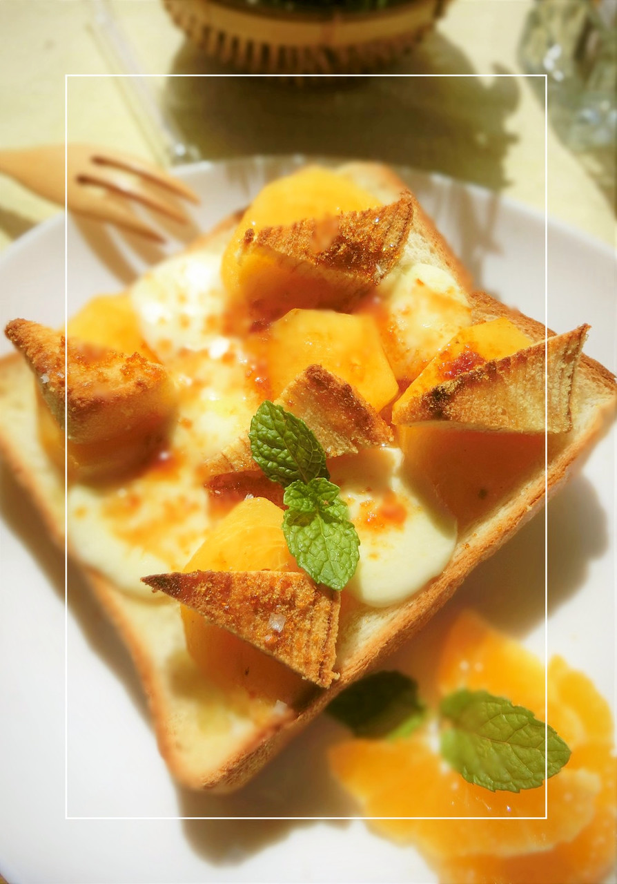 柿×バウム×モッツァのカラメル塩トーストの画像