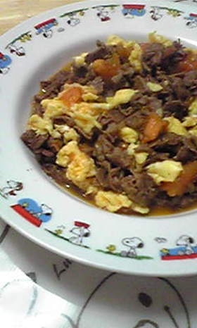 焼肉風☆トマトの卵炒め
