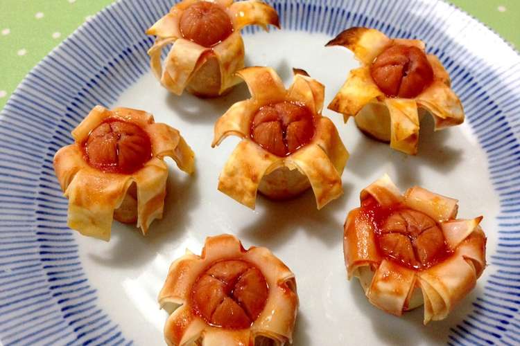 餃子の皮でお花ウインナー お弁当にも レシピ 作り方 By るんるんかあさん クックパッド 簡単おいしいみんなのレシピが353万品