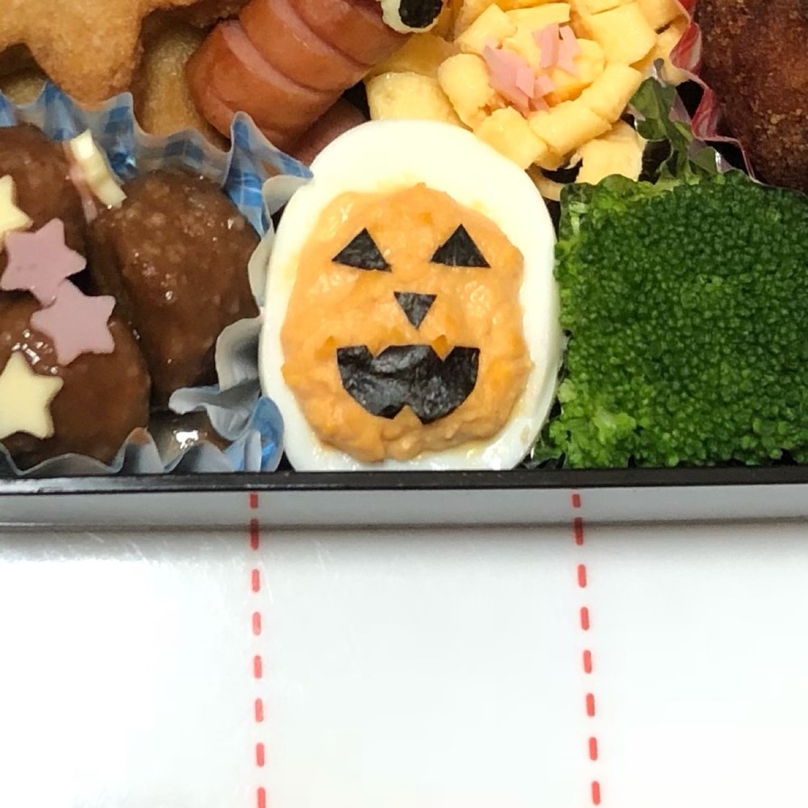 ハロウィン弁当おかず 卵でかぼちゃの画像