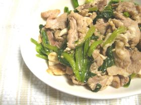 豚肉と小松菜のしょうが炒め