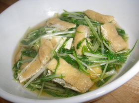 柚子胡椒風味☆水菜と油揚げの煮浸し