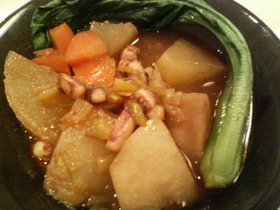 ピリ辛ごま風味☆イカと根菜の煮もの
