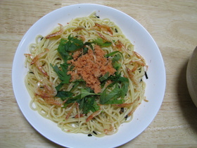 大葉と鮭の和風パスタ