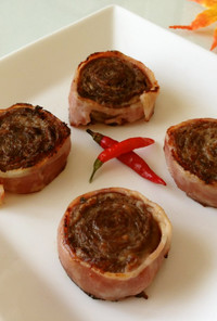 巻いて焼く❤︎薄切り牛肉のロールステーキ