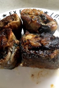 秋刀魚の梅肉、海苔巻き焼き