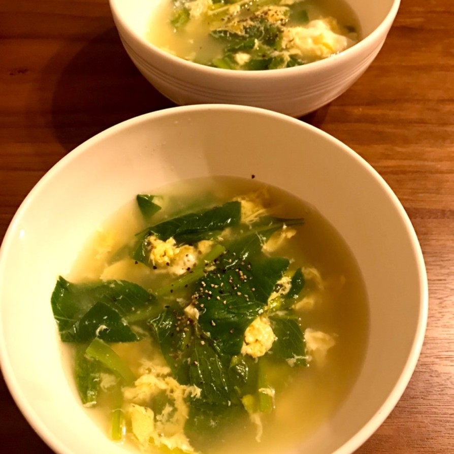 小松菜と卵のスープの画像