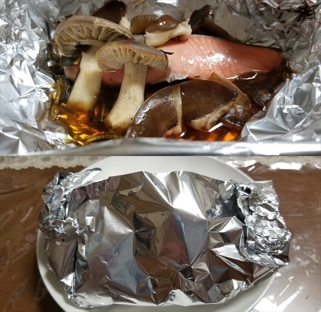 ウラベニホテイシメジと鮭のホイル焼きの画像