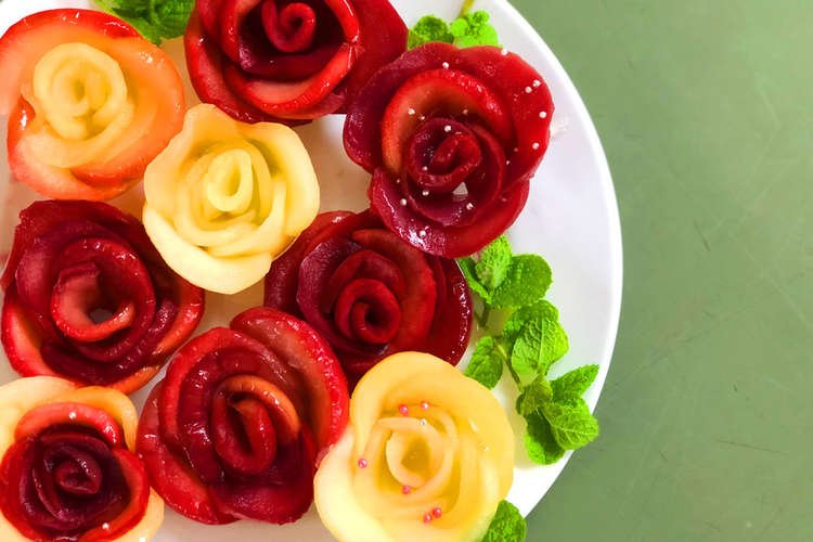 りんごの赤ワイン煮 バラの花びら風 レシピ 作り方 By 朝日町商工会女性部 クックパッド