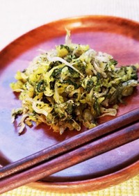 【菜園レシピ】カブ(大根)葉のじゃこ炒め