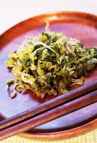 【菜園レシピ】カブ(大根)葉のじゃこ炒め