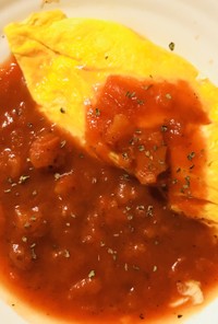プレーンオムレツ☆バジル＆トマトソース