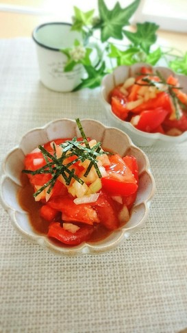 3分で簡単!トマトの和風オニオンサラダ